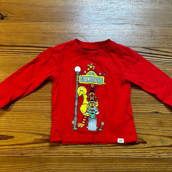 Gap red long sleeve Seseme Street graphic shirt SIZE 12-18M - Picture 1 of 4